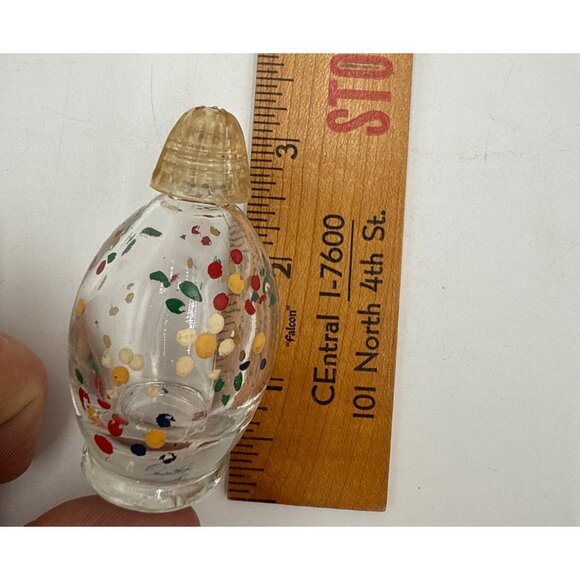 Vintage Hand-Painted Glass Salt & Pepper Shakers With Clear Ribbed Plastic Tops - Picture 2 of 4